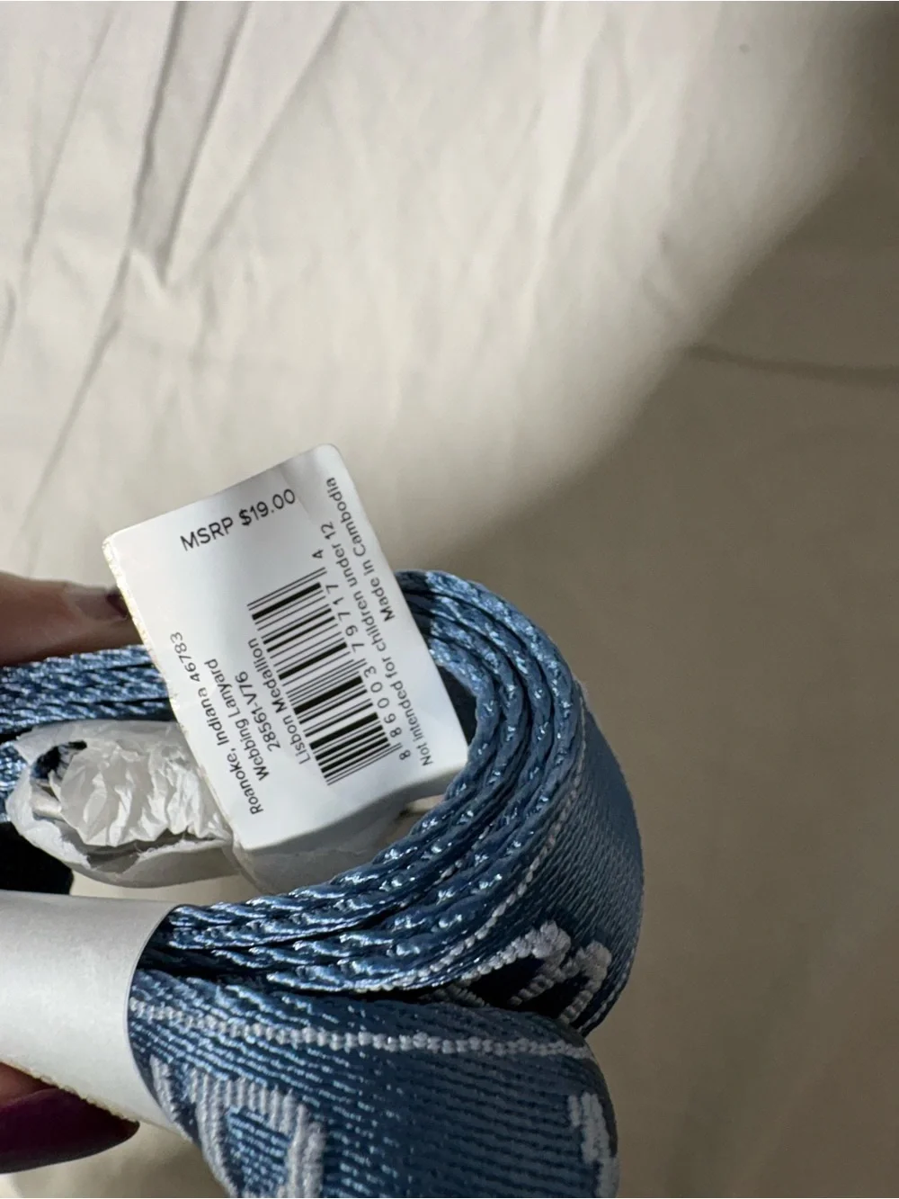 Vera Bradley Blue and White Woven Logo Strap